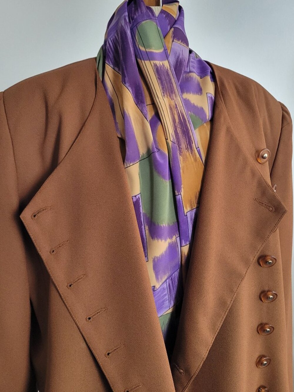 Vintage Morton Bernard Brown Double-Breasted Blazer (Size: 12)